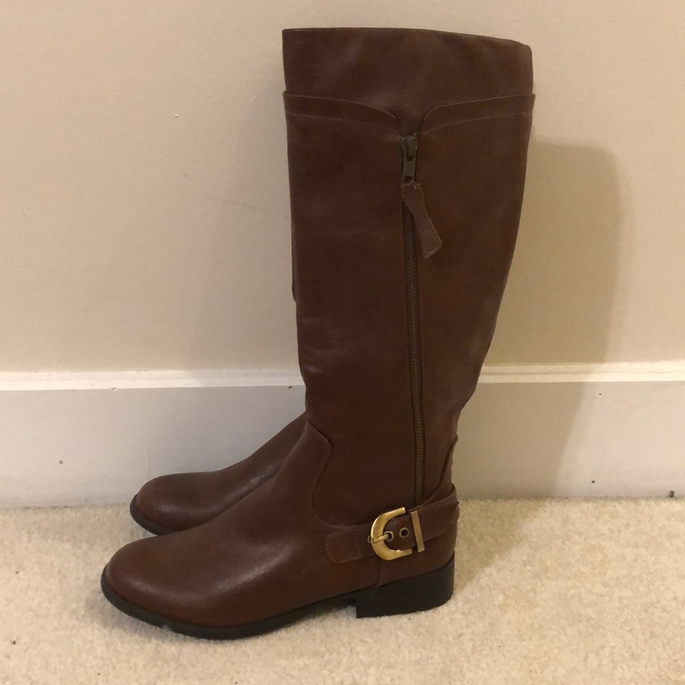 Brown Lifestride Buckle Zip Vegan Riding Boots